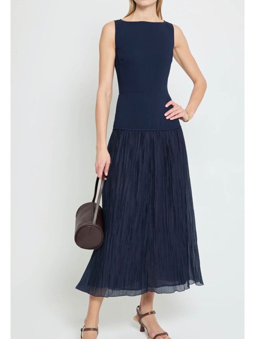 New Kourt by Few Moda Erin Dress Sleeveless Drop Waist Size 4 Navy Blue